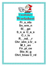 English Worksheet: Christmas Vocabulary Worksheet