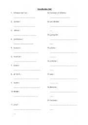 English Worksheet: Vocabulary test english class