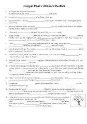 English Worksheet: Simple Past   X   Present Perfect