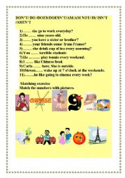 English worksheet: do does am is are