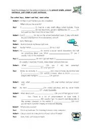 English Worksheet: Present simple and continuous and past simple and continuous