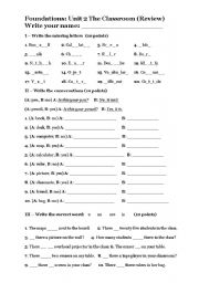 English worksheet: Foundations: Unit 2 Review