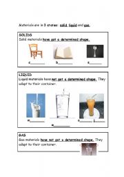 English Worksheet: Solid liquid and gas