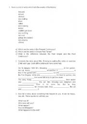 English worksheet: Present Continuous and Past Simple Tense