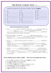 English Worksheet: Irregular verbs -  past simple