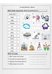 Vocabulary Matching Worksheet - WEATHER