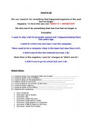 English Worksheet: used to