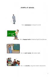 English Worksheet: staffs at school
