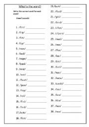 English Worksheet: Whats the Word?  Vowel sounds