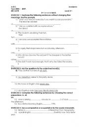 English worksheet: readng comprehension test