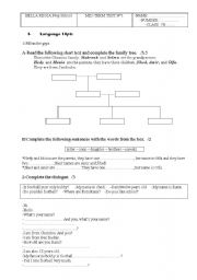 English Worksheet: mid term test 7th