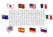 countries nationalities flags wordsearch