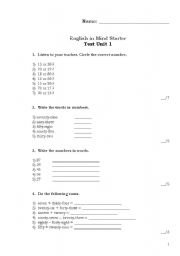 English worksheet: english in mind starter unit 1 test