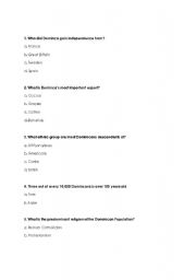 English worksheet: Dominca Quiz