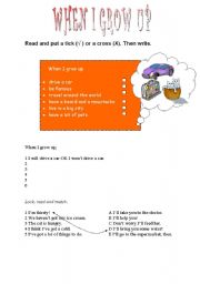 English Worksheet: When I grow up