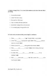 English worksheet: Present simple and present continuous task