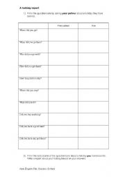 English worksheet: Holiday speaking task