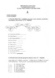 English Worksheet: an examination for elementary level students