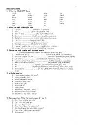 English Worksheet: Worksheet about simple present tense and present continuous tense