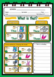 English Worksheet: WHAT IS THAT? - DEMONSTRATIVES