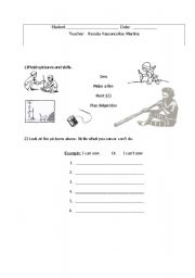 English worksheet: Can and Cant 