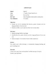 English Worksheet: English Lesson Plan