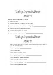 English Worksheet: Using Superlatives Activity