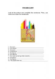 English worksheet: vocabulary colors