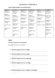 English Worksheet: georges timetable