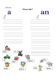 English Worksheet: Article