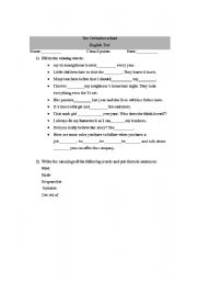 English Worksheet: vocabulary test