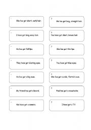 English Worksheet: Drill cards for practicing and revising interrogative and negative of have/has got