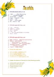English worksheet: The article