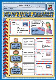 English Worksheet: WHATS YOUR ADDRESS?