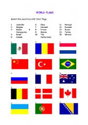 English worksheet: World Flags