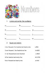 English Worksheet: numbers