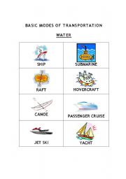 English Worksheet: Basic Modes Of Transportation Chart (Water)