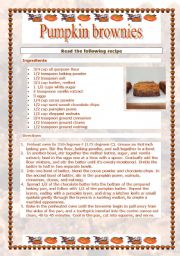 Pumpkin brownie (4 pages - with answer key) - ESL worksheet by demeuter