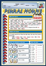 PLURAL NOUNS (regular and irregular)