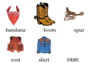 Flashcards or Picture dictionary: Cowboys & Indians (clothes)