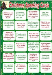 English Worksheet: Christmas Speaking Cards