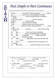 English Worksheet: Past Simple vs Past Continuous