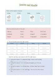 English worksheet: Seasons and months