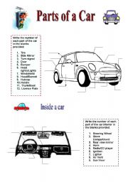 Parts of a Car - 2 pages