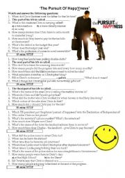 Movie Worksheet: Pursuit of HappYness - WITH KEY!!!