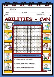 ABILITIES (ACTIONS) - WORDSEARCH