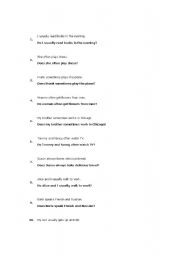 English worksheet: Present Simple question + answer 