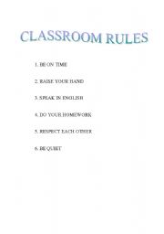English worksheet: classroom rules