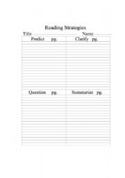English worksheet: Reading Strategies Squares for Independent Reading