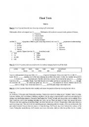 English Worksheet: FINAL TESTS